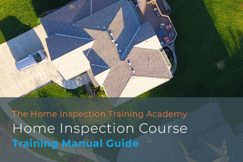 Home Inspection Training Manual thumbnail with a drone photo of the top of a house